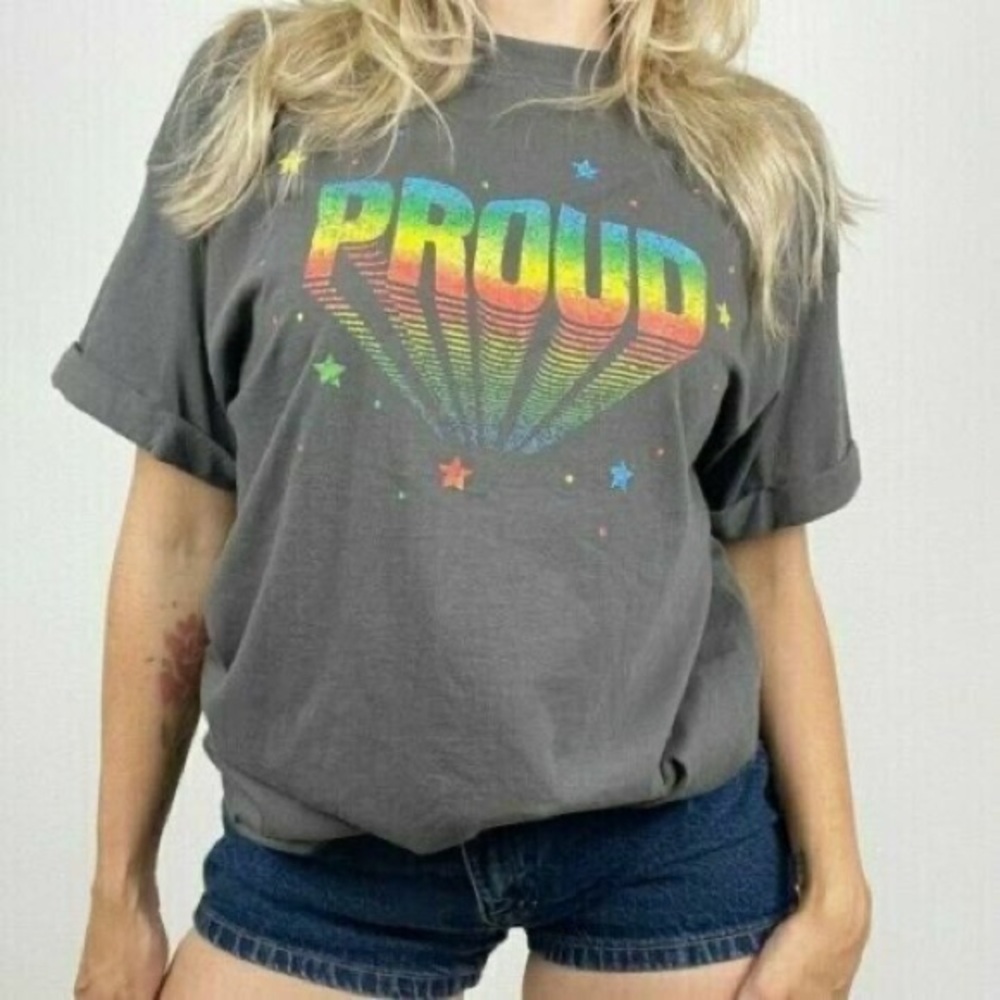 New Girl Dangerous Free People Rainbow Proud Oversized Tee T-Shirt
